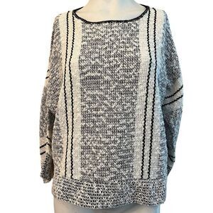 Vintage Cape Cod Match Mates Ladies Large Black White Boucle Lightweight Sweater